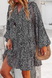 Elegant Print Split Joint Flounce V Neck A Line Dresses