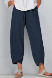 Fashion Casual Solid Pocket Loose High Waist Pencil Bottoms