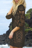 Fashion Vacation Solid Hollowed Out Swimwears Cover Up