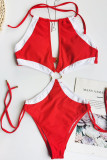Fashion Sexy Solid Hollowed Out Split Joint Swimwears