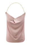 Fashion Casual Solid Chains Halter Tops