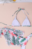 Fashion Sexy Print Frenulum Backless Swimwears