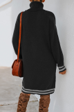 Casual Striped Basic Turtleneck Dresses