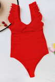 Fashion Simplicity Solid Hollowed Out Swimwears