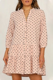 Fashion Street Dot Split Joint Mandarin Collar Printed Dresses