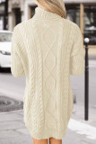 Fashion Casual Solid Split Joint Turtleneck Long Sleeve Dress Dresses