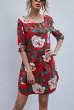 Fashion Casual Print O Neck A Line Dresses