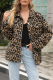 Fashion Leopard Pocket Buckle Turndown Collar Outerwear