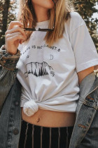 Fashion Street Print Letter O Neck T-Shirts
