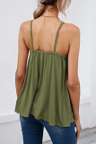 Casual Solid Split Joint Backless V Neck Tops