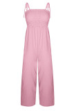 Fashion Casual Solid Split Joint Spaghetti Strap Loose Jumpsuits