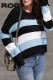 Fashion Street Striped Split Joint O Neck Tops