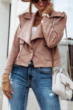 Fashion Street Solid Cardigan Turndown Collar Outerwear