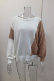 Street Color Lump Basic O Neck Tops