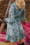Elegant Print Split Joint With Belt A Line Dresses