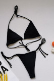 Fashion Vacation Print Split Joint Frenulum Swimwears