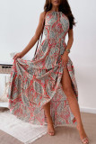 Fashion Street Print Split Joint Halter A Line Dresses