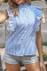 Fashion Elegant Striped Split Joint Buckle Shirt Collar Tops