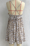 Casual Elegant Floral Split Joint Stringy Selvedge V Neck A Line Dresses
