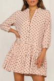 Fashion Street Dot Split Joint Mandarin Collar Printed Dresses
