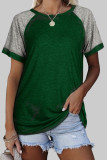 Fashion Street Solid Split Joint O Neck T-Shirts