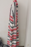 Bohemian Print Split Joint Buckle V Neck A Line Dresses