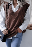 Casual Solid Split Joint V Neck Tops