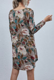 Fashion Casual Print O Neck A Line Dresses