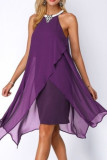 Fashion Street Solid Split Joint O Neck Pencil Skirt Dresses
