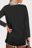 Casual Patchwork Slit Basic V Neck Tops
