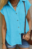 Fashion Casual Solid Split Joint Turndown Collar Tops