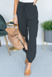 Casual Solid Split Joint Pocket Loose Mid Waist Harlan Solid Color Bottoms
