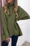 Fashion Casual Solid Split Joint Turtleneck Tops