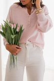 Casual Elegant Solid Buckle O Neck Tops