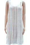 Fashion Vacation Solid Hollowed Out Swimwears Cover Up