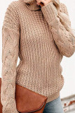 Fashion Casual Solid Split Joint Turtleneck Tops