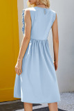 Fashion Casual Solid Split Joint O Neck A Line Dresses