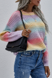 Casual Tie Dye Basic O Neck Tops Sweater