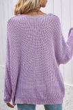 Casual Solid V Neck Tops Sweater
