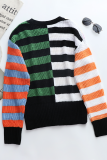 Casual Plaid Split Joint O Neck Tops Sweater