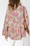 Elegant Floral Buckle V Neck Tops