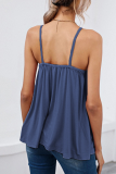 Casual Solid Split Joint Backless V Neck Tops