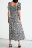Fashion Street Print Split Joint Square Collar A Line Dresses
