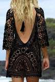 Fashion Vacation Solid Hollowed Out Swimwears Cover Up