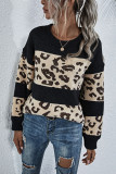Fashion Casual Print Split Joint O Neck Tops