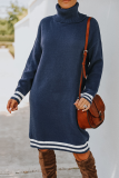 Casual Striped Basic Turtleneck Dresses