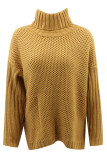 Fashion Casual Solid Split Joint Turtleneck Tops