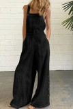 Fashion Casual Solid Split Joint Spaghetti Strap Loose Jumpsuits