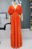 Fashion Street Solid Split Joint V Neck Waist Skirt Dresses