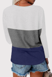 Casual Color Lump Split Joint V Neck Tops